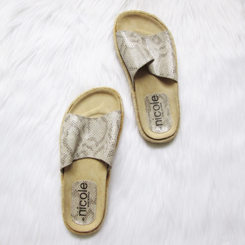 Nicole made in Spain snakeskin espadrille slides